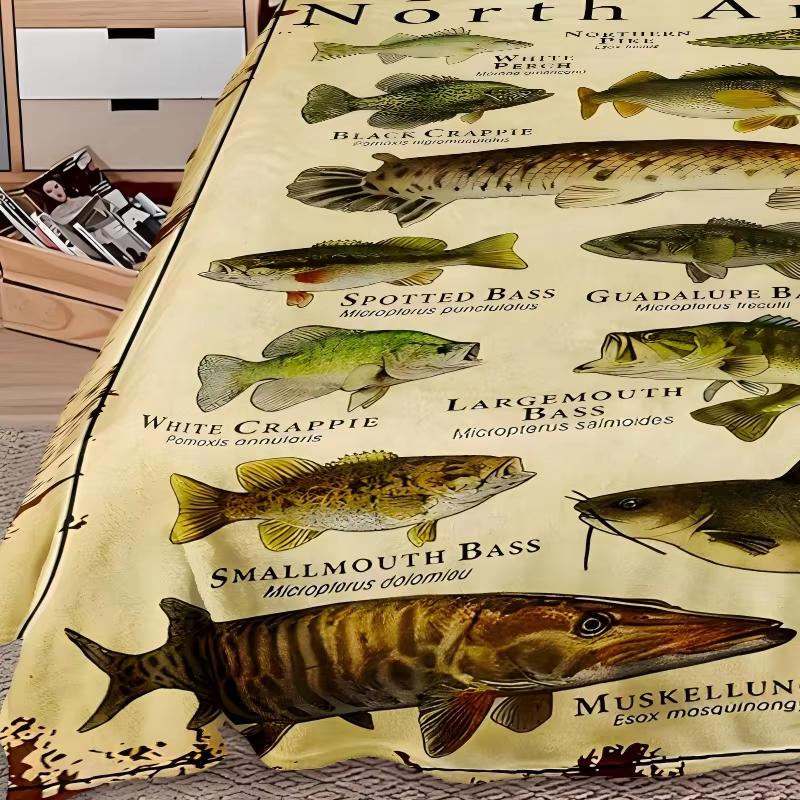 1 Stück Kuscheldecke Sport Fischmuster Flanelldecke für Couch Bett Sofa Gemütlich Bequem Warm Decken Festival Geschenke Familien Dekoration Ganzjahres