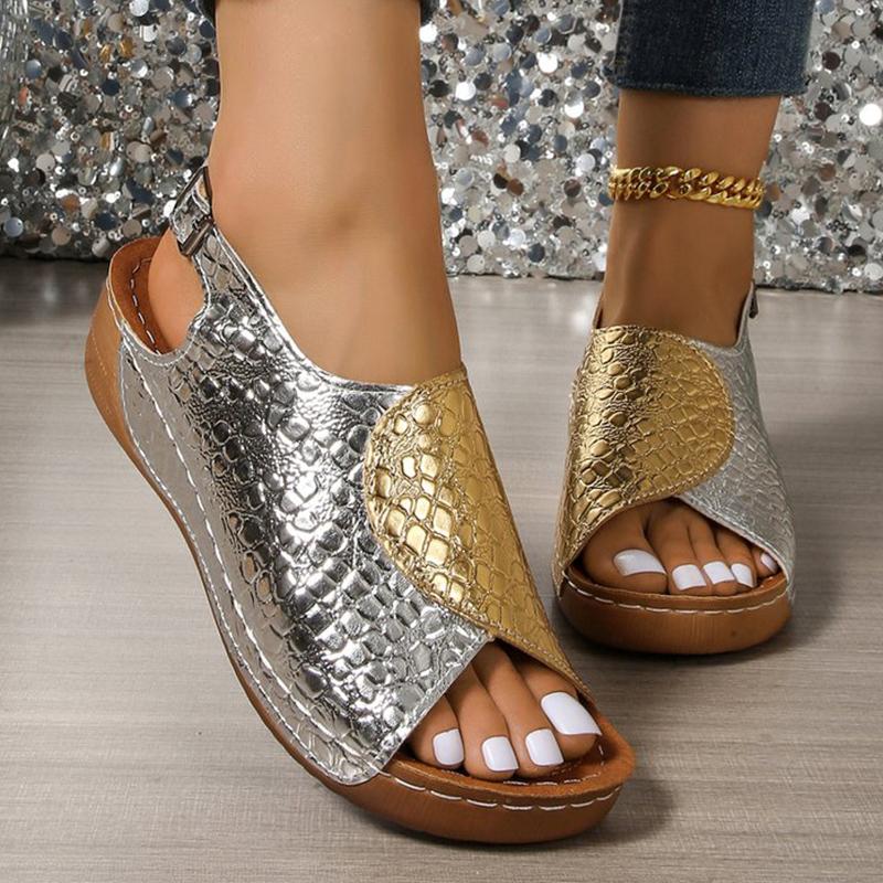 

Fashion Casual Buckle Strap Wedge Sandals for Women Summer 2025 Elegant Fish Platform Women Sandals Comfortable Plus Size Slides Female 43