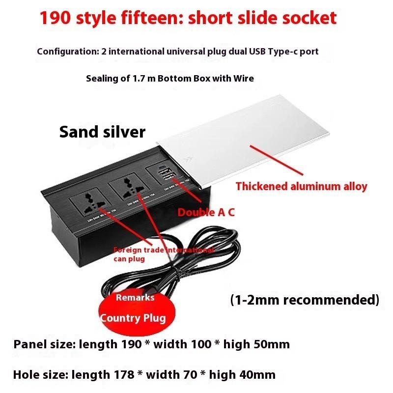 Enchufe de Escritorio para Conferencias Tipo Embebido Mejorado Tipo Oculto Multifuncional 3 Agujeros 5 Agujeros Enchufe Deslizante Lateral de Mesa Isla