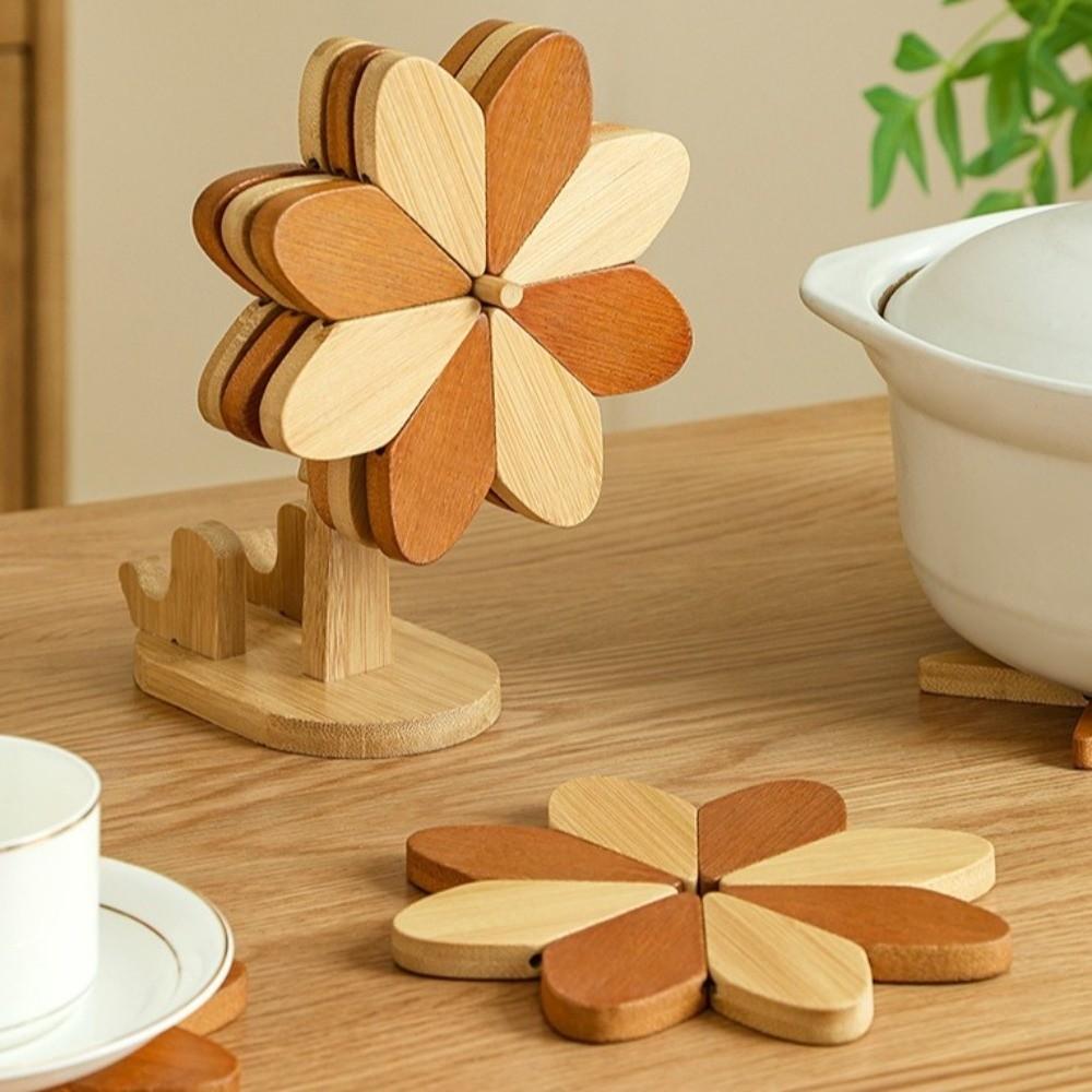 Decorative Wood Trivets Thicken Pot Holders Eco-Friendly Pot Holder Dining Table