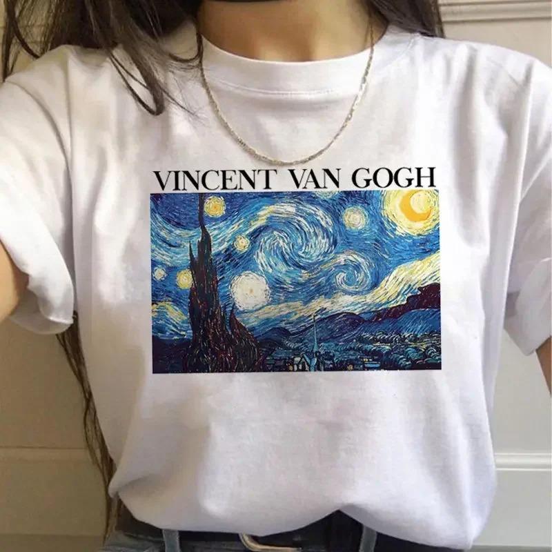Artistic Van Gogh Paintings Graphic T Shirt With Classic Art Quotes Creative Designs Stylish Casual Short Sleeve Tee For Daily