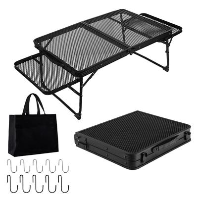 UPF Camping Table with Mesh Side Outdoor Folding Compact Low Folding Mini Heat Bonfire Mountain Barbecue Aluminum Load Capacity Field Camping Solo