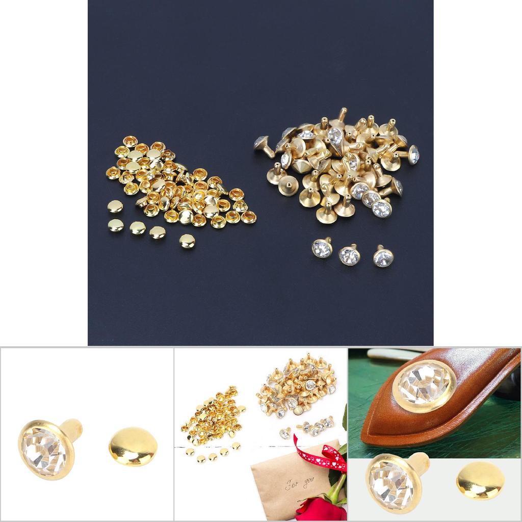 50PC 8MM Crystal Rhinestone Decorative Rivets Spikes DIY Leather Shoes Clothing Studs