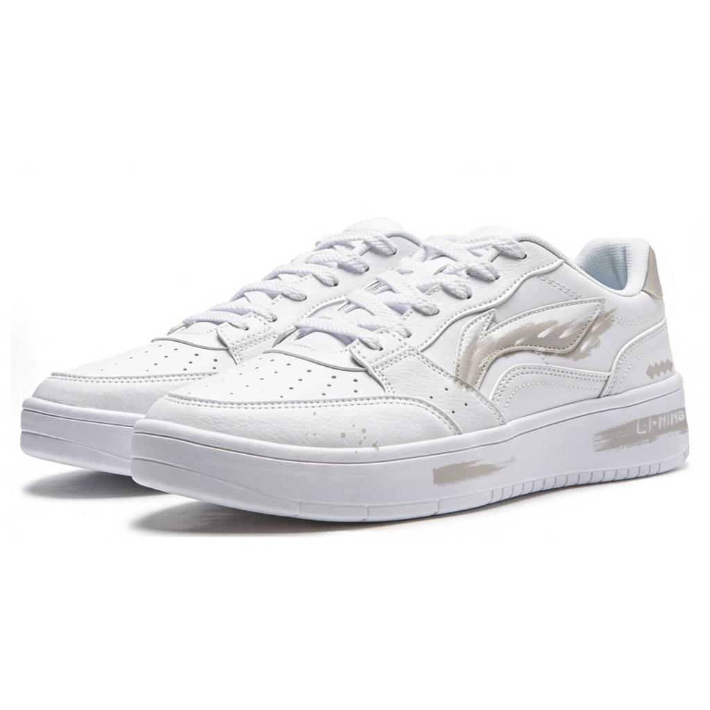 Li Ning Sycee Synthetikleder Dämpfung Niedrig geschnitten Skateboard-Schuhe Herren Weiß Gelb AGCT339-6(Team1538-)