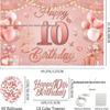 Customizable Rose Gold Sweet 16 Balloons and Birthday Banner Backdrop