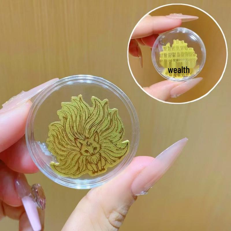 Gold-Plated Wealth & Prosperity Phone Sticker Set - Princess New Year & God of Wealth Designs