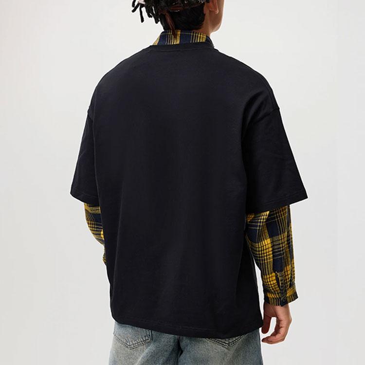 Li Ning Badfive Letter Print Comfortable Loose Round Neck Short Sleeve T-Shirt Men Tops Black AHSU417-1