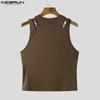 INCERUN Summer Men Sleeveless Tank Tops Hollow Thin Slim T-shirts