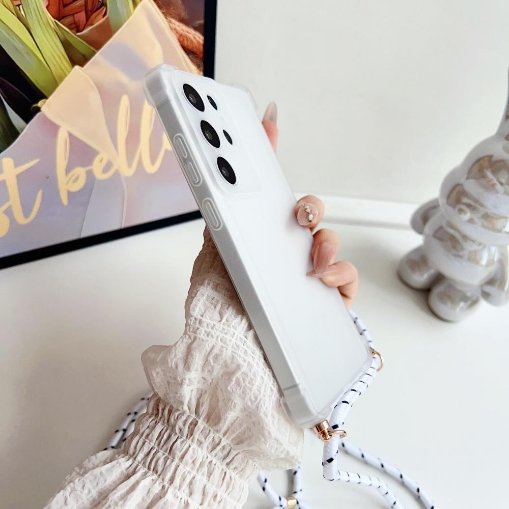Crossbody Lanyard Matte Magnetic Case For Sasmung S25 Ultra S23 Plus S24 FE For Magsafe Wireless Charging Necklace Cord Cover