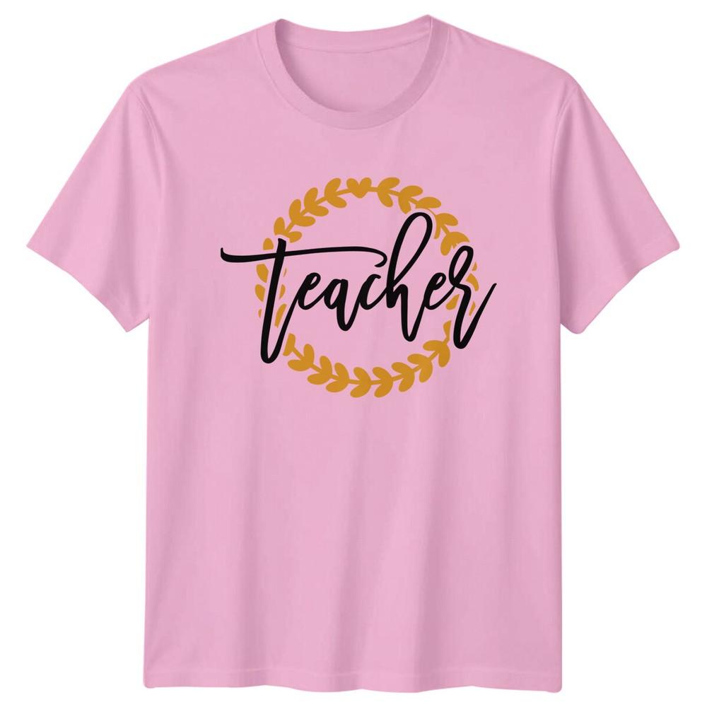 Teacher Floral Wreath Graphic TShirt Educator Job Tee