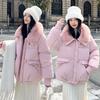 Short Down Cotton Jacket Women's Winter Big Fur Collar Loose Lapel Bread Jacket