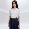 JESSIE Women's Elegant Waist-Cinching Jacquard Short Sleeve Knit Top