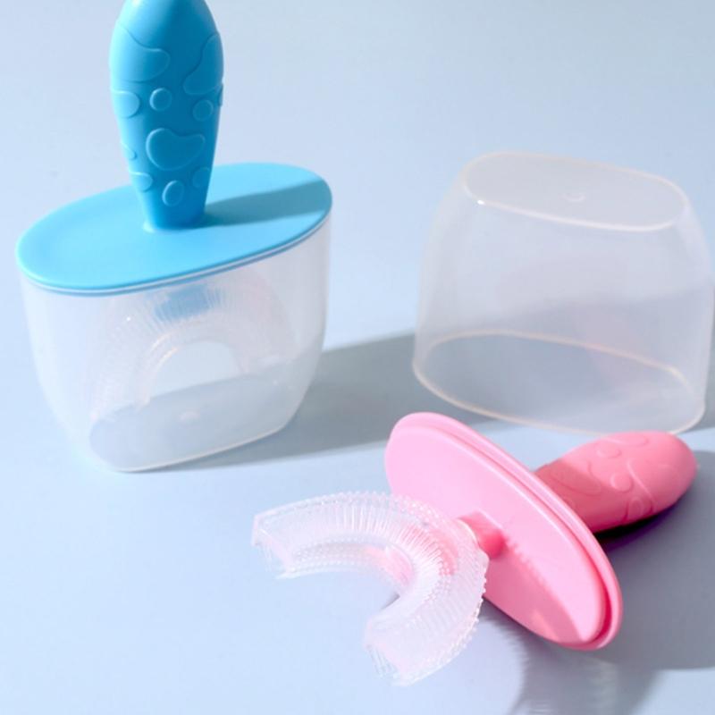 Kids Toothbrush Silicone Round Type Brush For Toddlers 2-6 Years Gentle gums Care Fun Cartoon Figures Simple Rinse Bathroom Essential