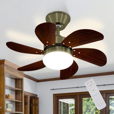 NETTLIFE Silent Ceiling Fan – 6 Blades, E27 Socket, Antique Bronze, 75 Cm, Timer Remote Control, Bedroom/Living Room