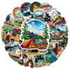 Forest Camping Stickers Cartoon Hiking Outdoor Scenery Decals for Laptop Luggage DIY Decoration 50pcs Set