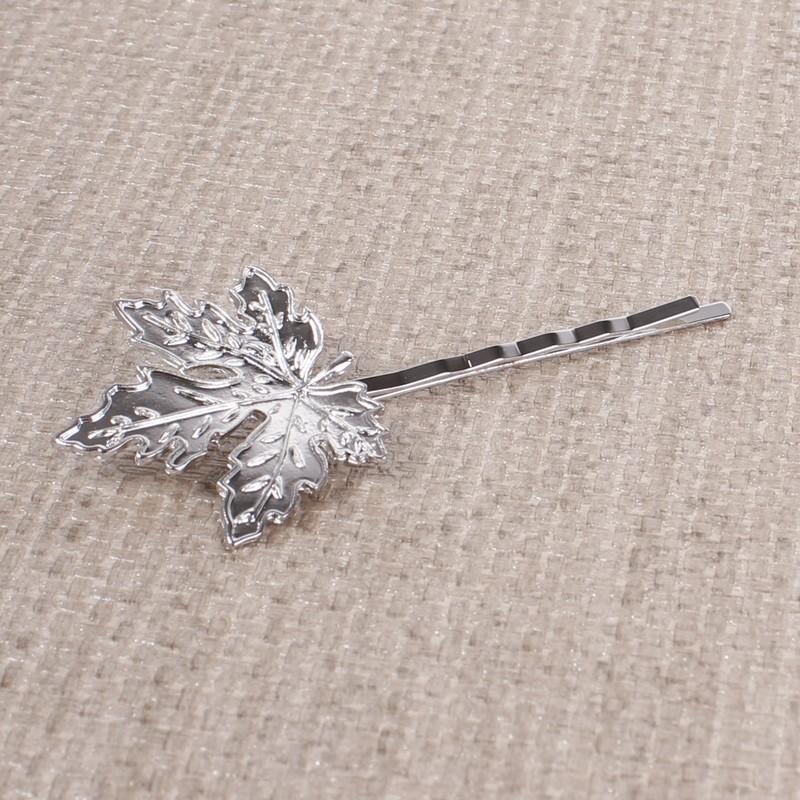 Hair Simple Golden Maple Leaf Hairpin Leaves Leaves Hairpin Side Clamping Alloy Electroplating EMA