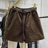 Women Black Paperbag Waist Shorts Belted Casual Bottoms