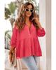 Azura Exchange Half Buttoned Ruffle Tiered Long Sleeve Blouse