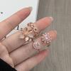 Rose Gold Light Luxury Flower Open Ring Pink Diamond Zircon Double G Temperament Exquisite Stacked Ring Woman