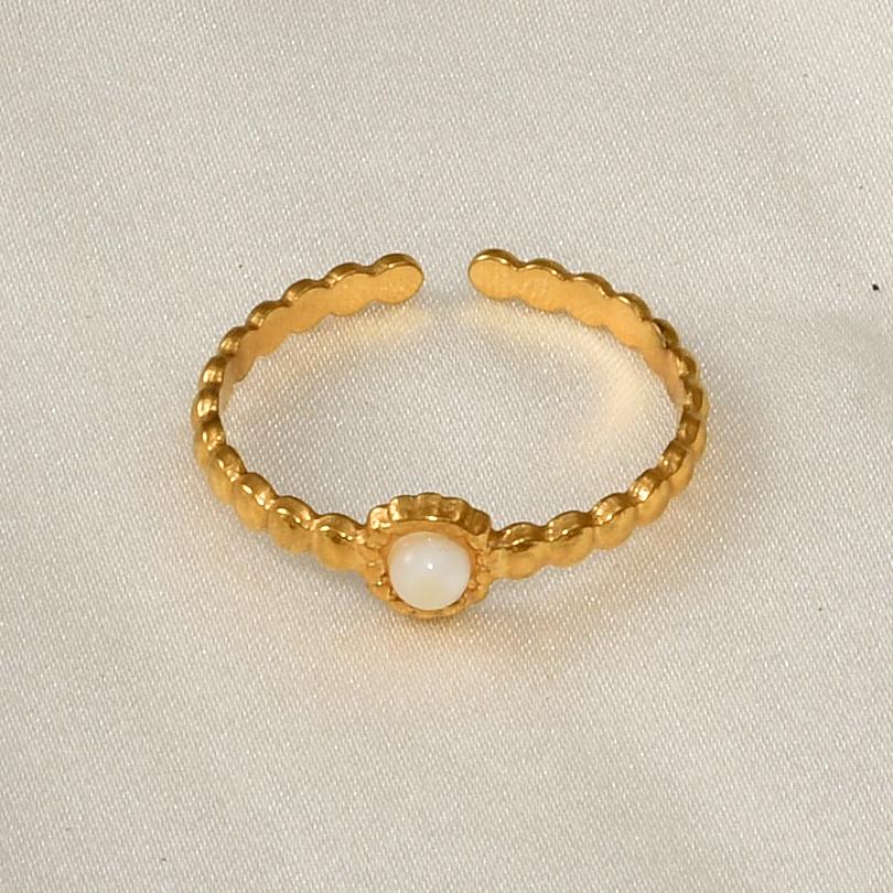 Echtvergoldeter Offener Verstellbarer Ring Echter Stein Edelstahlringe Für Damen Herren Zubehör Geometrischer Schmuck Ringe Geschenk