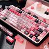MAIMOOO Black Pink Cat Keycap Mao/Cherry Pbt Side Carving Cute Keycap 130Keys 7U Split Space Layout Black Pink Checkered Keycaps