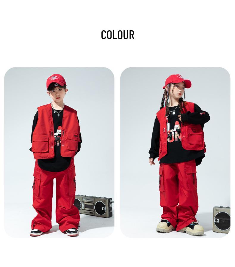 Kids' Trendy Hip Hop Dance Outfits: Boys' Cargo Pants & Girls' Jazz Costumes Set