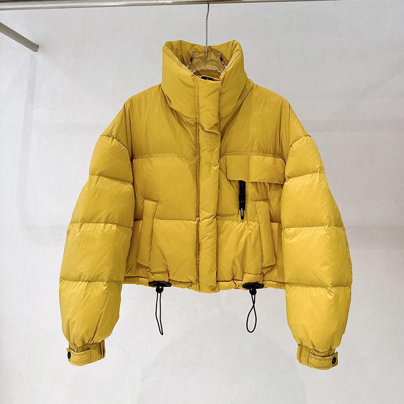 Women's Short Cotton Jacket 2025, New Korean Style, Stand-Up Collar, Thickened, Simple, Fashionable, Petite, Bread Jacket.