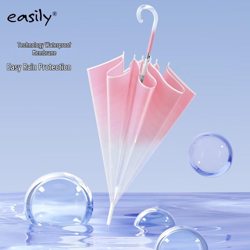 Gradient Transparent Automatic Windproof Long Handle Umbrella