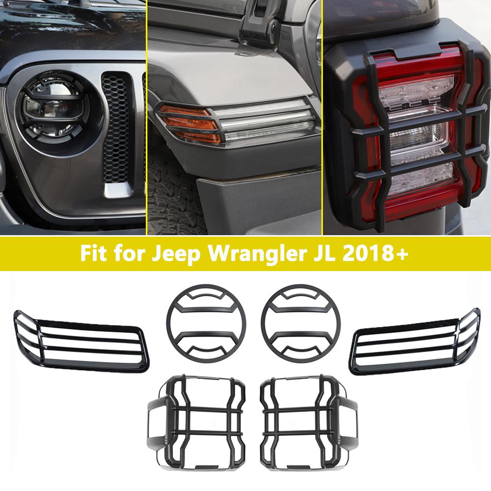 Headlight Side Light Tail Light Guards Cover Trim for 2018-2026 Jeep Wrangler JL JLU 4XE Rubicon Sahara Sport JT Car Styling