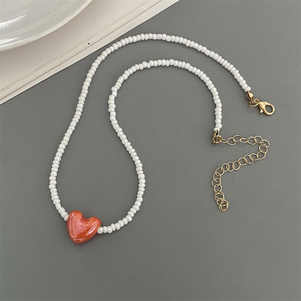 Korean Fashion Ceramics Love Heart Choker Necklace for Women Girl Colorful New Fashion Neck Jewelry