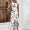 Women Sleeveless Floral Print Maxi Dress Casual Loose Fit Long Sundress Summer Lightweight Tank Style Beach Outfit