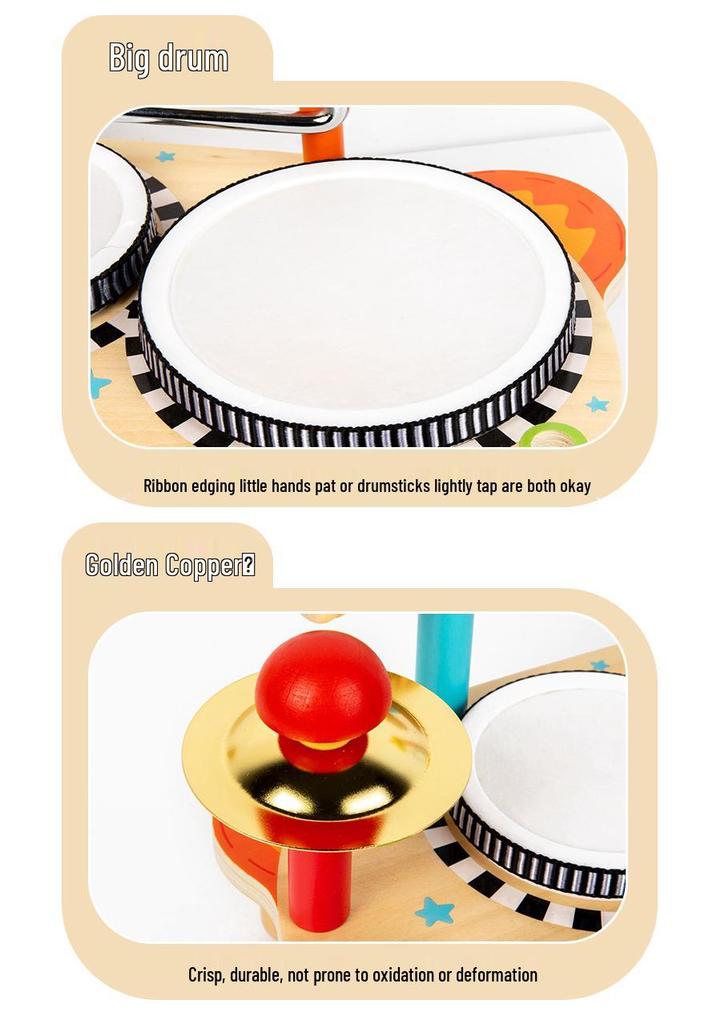 Children's Wooden Percussion Set: Multifunctional Rack, Drum, Xylophone & Castanets for Music Education