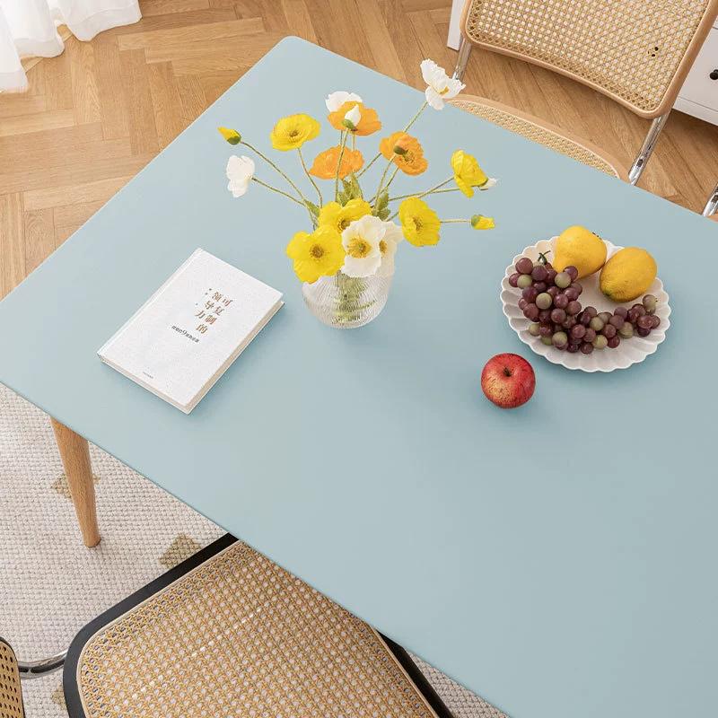 High Aesthetic Waterproof Oil Resistant Tablecloth PU Wash Free Easy Maintain Heat-resistant Fully Wrapped Dining Table and Coffee Table Cloth Cover