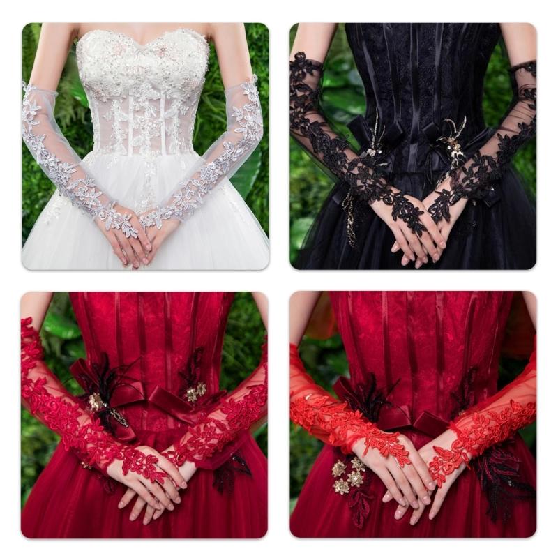 2 Stück Blumen-Spitzen-Fingerlose Handschuhe Tanzpartys Überschuhe Ärmel für Hochzeiten und Veranstaltungen