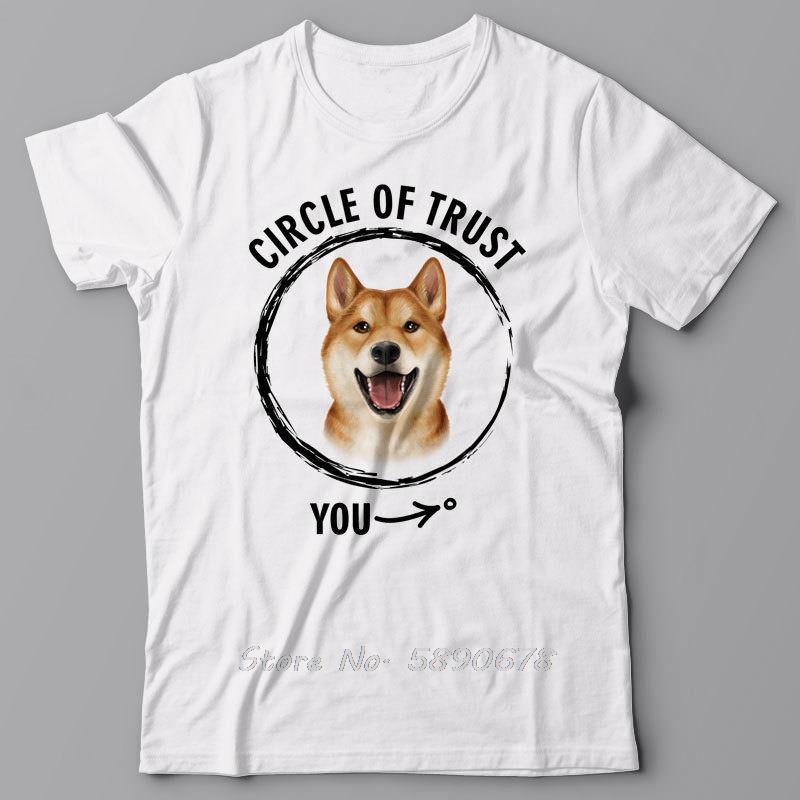 

Новая футболка мужская хлопковая Одежда Круг доверия Сиба-ину Подарок любителю японских собак Летние прохладные футболки Топы Оверсайз Уличная одежда S
