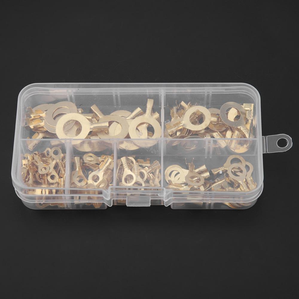 150PCS Durable 6 Types O-Type Terminal Brass Material Round Shape Brass Wiring Connector Round Bare Terminal Wire Termination