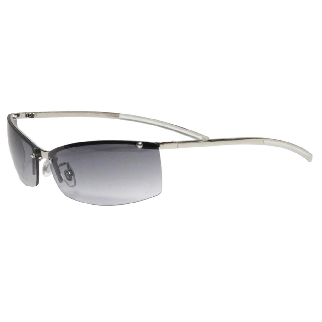[Berkuto] Silver x Smoke Half Sunglasses, Eyeglasses, Fashion Glasses, Fashion Glasses, Men's, Women's, Round, Square, Transparent, Tinted, Small,