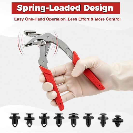 Car Clip Pliers,Panel Clip Removal Pliers with Spring-Loaded Assist | Designed for Damage-Free Removal of Automotive Plastic Fasteners,Push Pins &