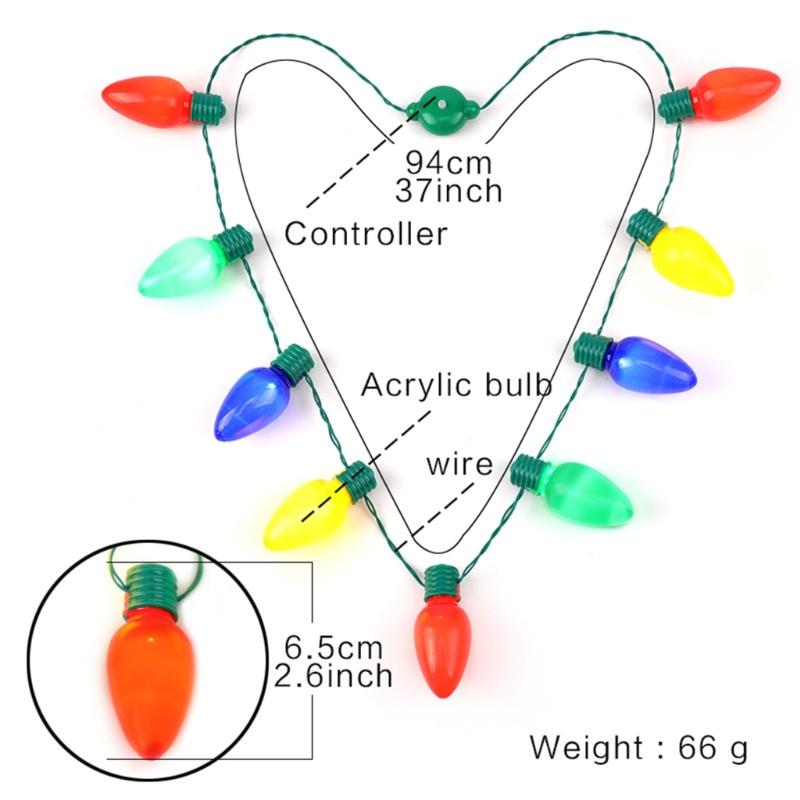 Christmas Light Up Led 9 Colors LED Light Up Bulbs Necklace Christmas Bulbs Necklace for Christmas Party Favor Supplies