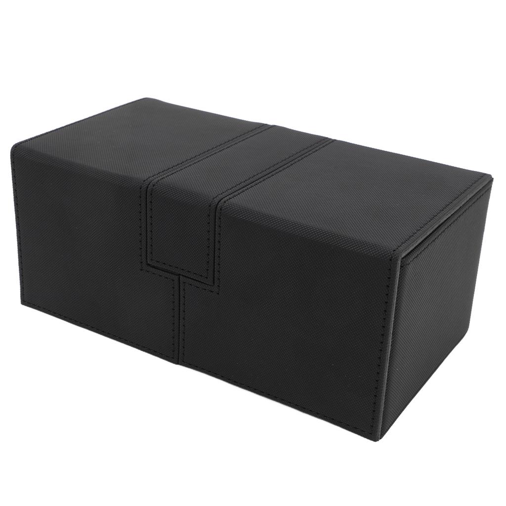 Card Deck Box with 3 Drawers Large Capacity Magnetic Closure PU Leather Game Card Storage Box for Holding Over 200