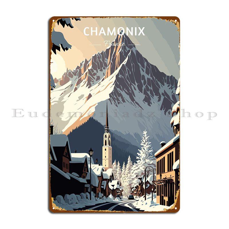

Travel To Chamonix Metal Plaque Poster Pub Designs Garage Create Create Tin Sign Poster 20x30cm