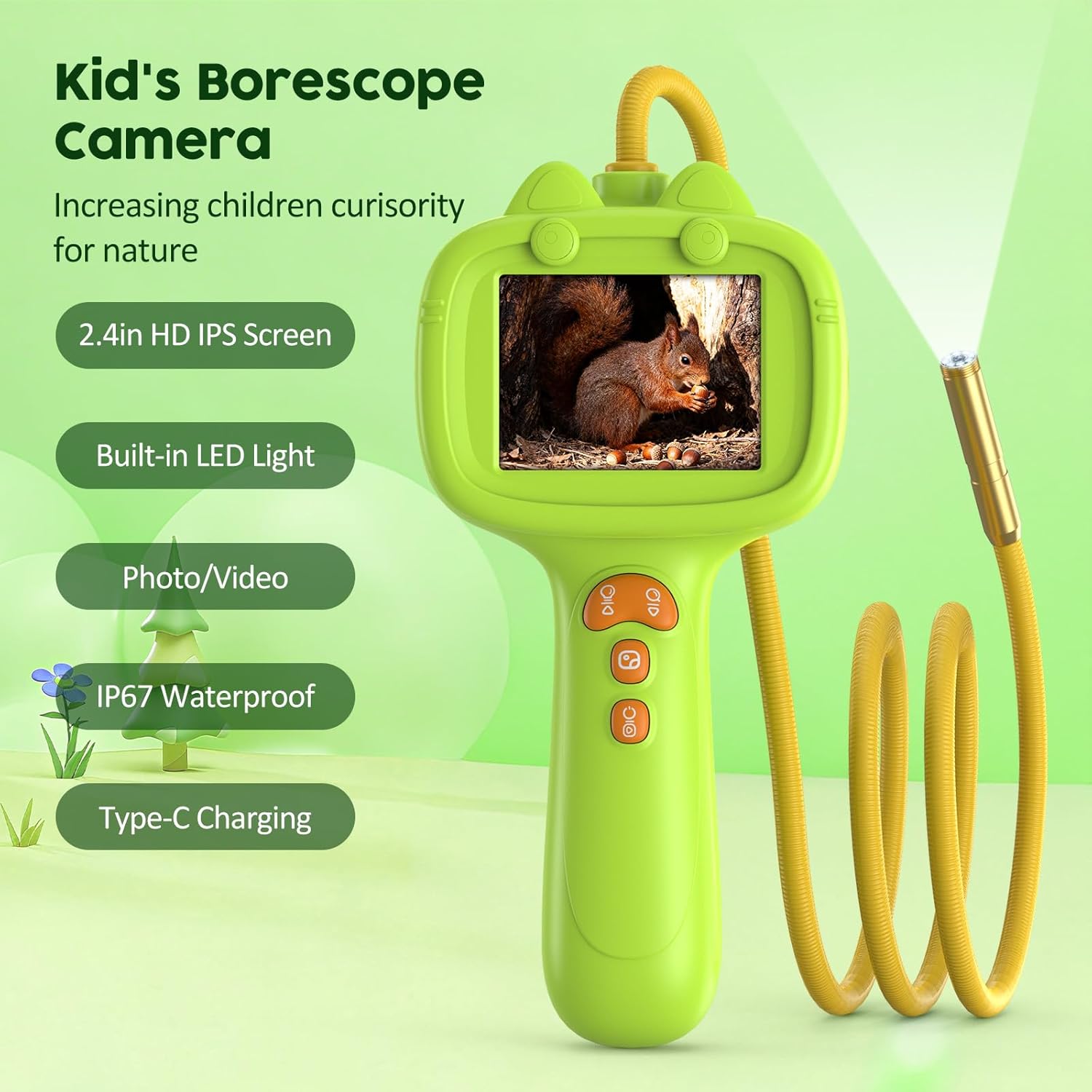 

Kids Borescope Camera with Light,STEM Educational Toy,Birthday Gift for Boys Girls,Outdoor,Nature Exploration Activities Games