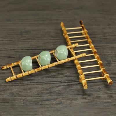 Multi-purpose Bamboo Ladder Cup Holder Bamboo Yellow Tea Cup Drainer Rack Art Craft Get Promotion Blessing