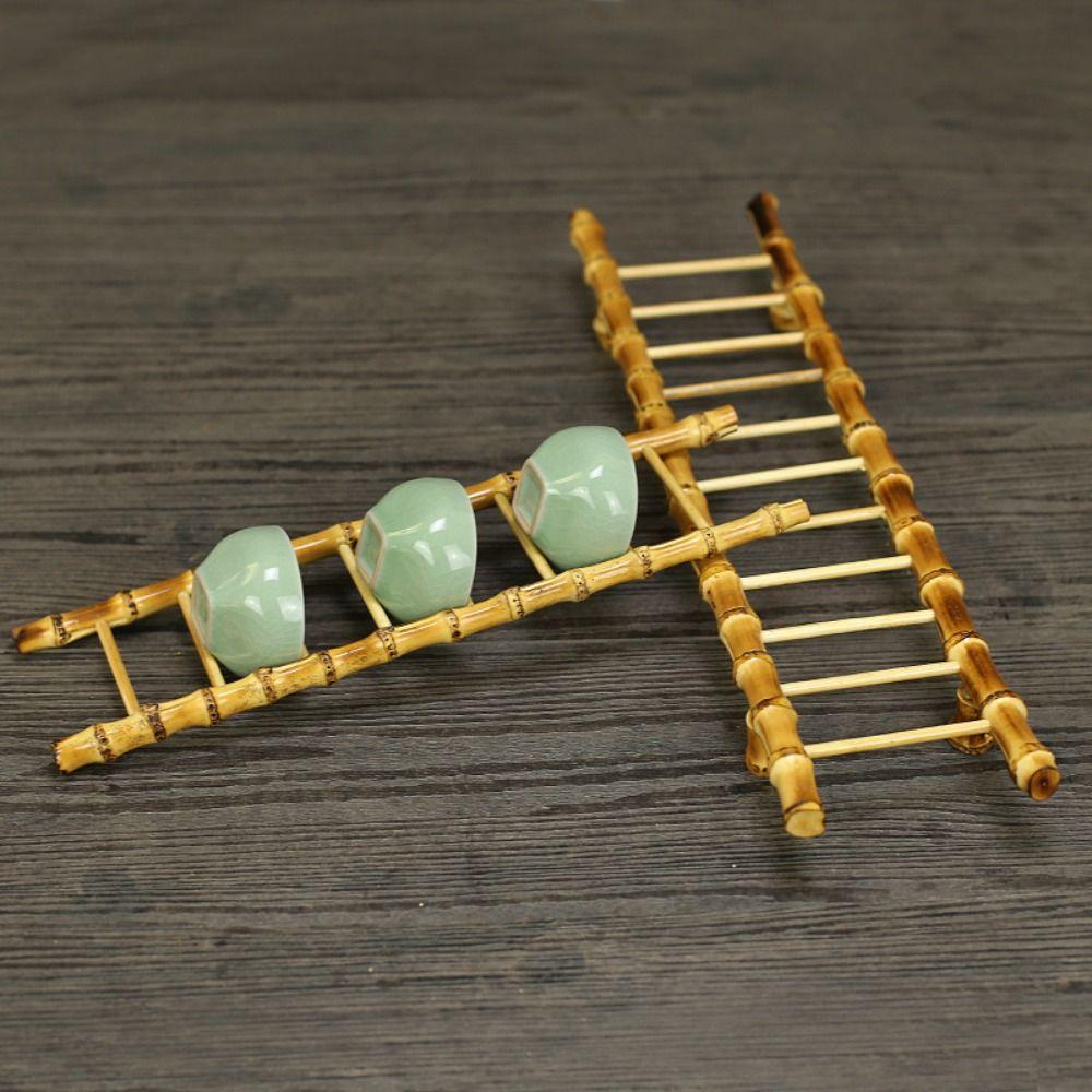 Multi-purpose Bamboo Ladder Cup Holder Yellow Tea Accessories  Desktop Ornament