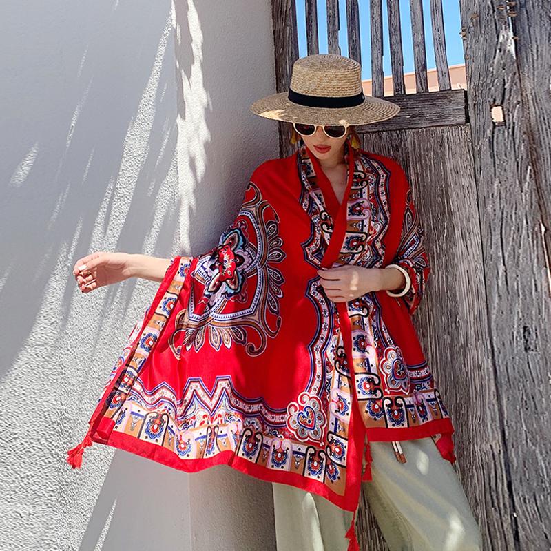 Women Shawl Wraps MODERN NEW SAGA Summer Beach Scarf Printed Stoles Female Thin Shawls Capes Tippet