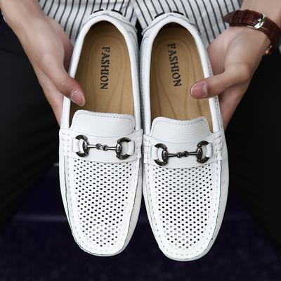 Newest Mens Loafers Breathable Hollow Genuine Leather Men Casual Shoes Slip On Men'S Shoes Man Flats Office Summer Male Dress Shoes