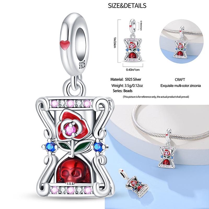 100% Copper Exquisite Tarot Cards Bracelet Pendants Blood Red Fire Snake Rose Charms Beads Diy Jewelry For Women