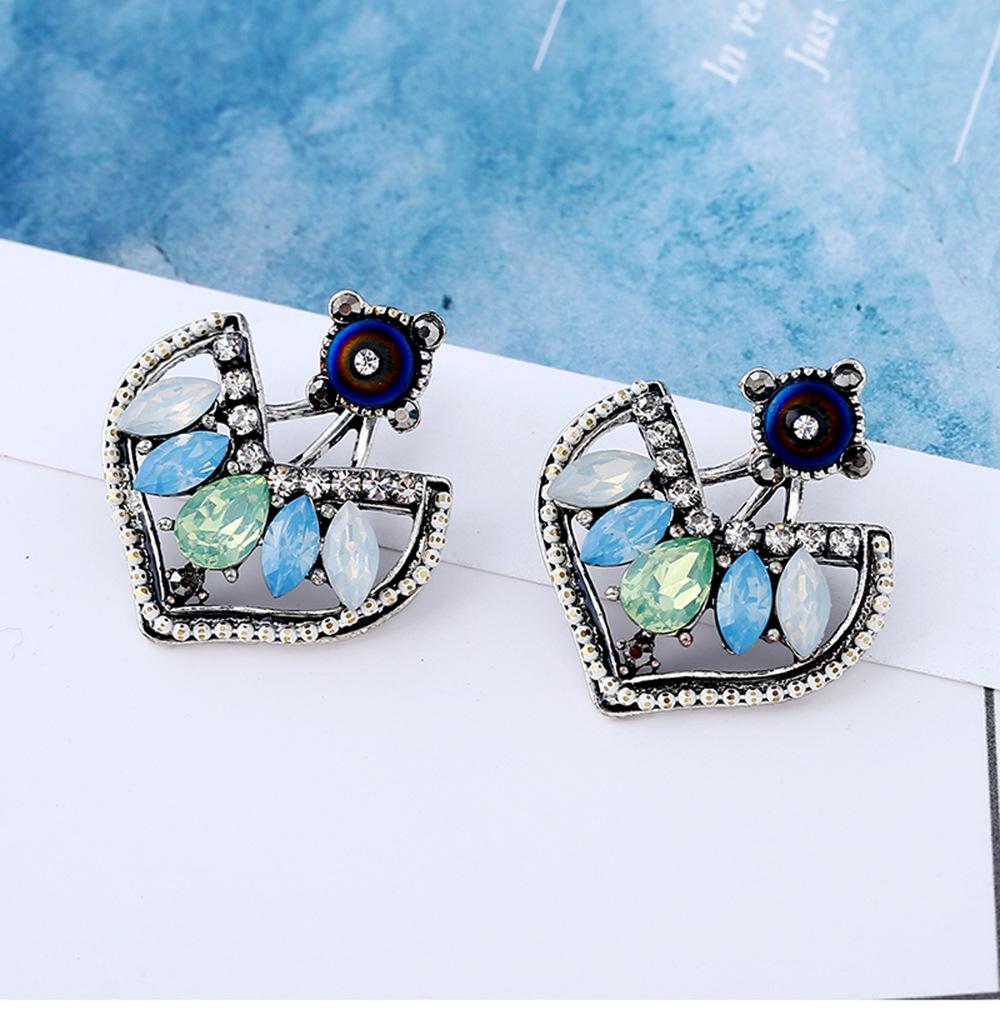 Custom Oversized Zinc Alloy Rhinestone Earrings - European American Fashion