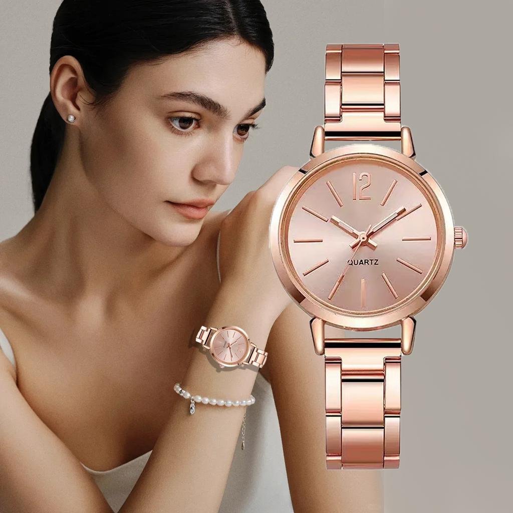 Luxury Watch for Women Simple Round Dial Stainless Fashion Gold Bracelet Quartz Wristwatch Students Ladies Watches 