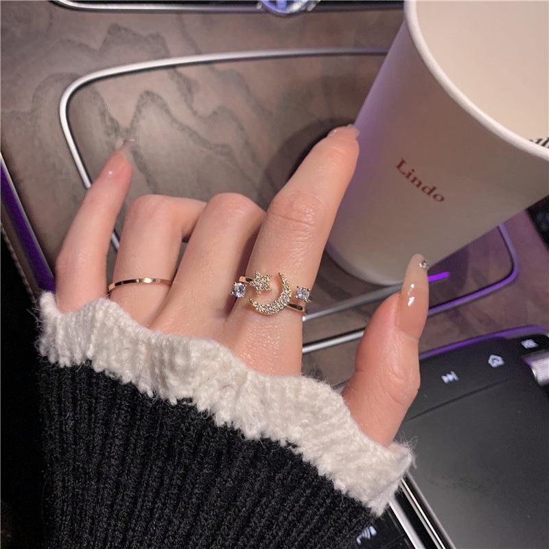 Korean Niche Design: High-End Luxury Zircon Temperament Ring with Real Gold Plating - Eco-Friendly